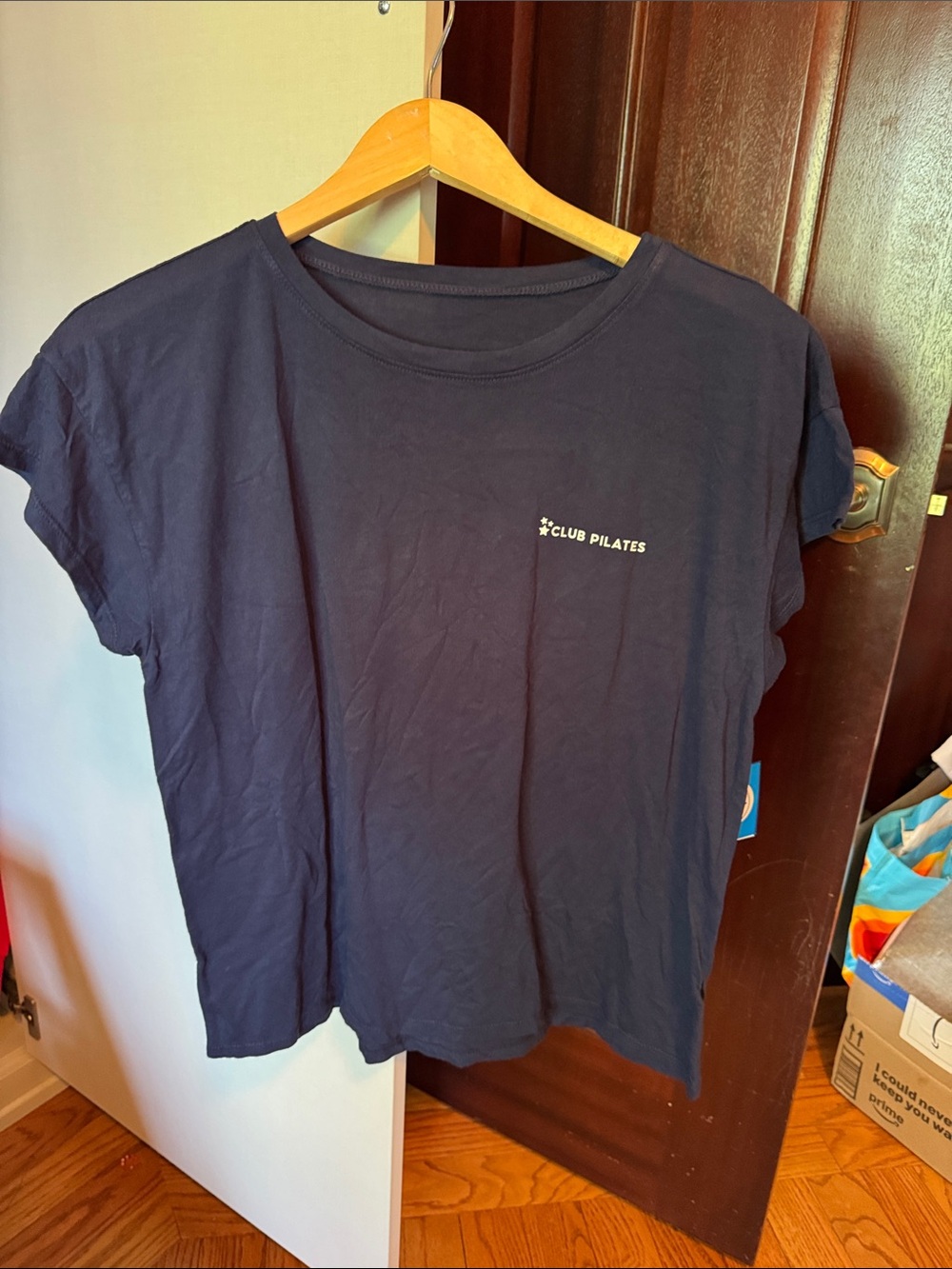 Club Pilates Womens Navy Cap Sleeve Crew Tee